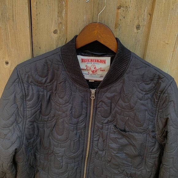 True Religion Quilted Bomber Jacket Large - Picture 6 of 7